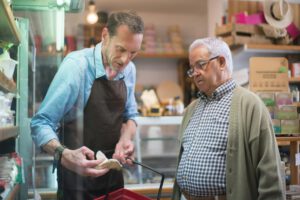 sales man helping a customer